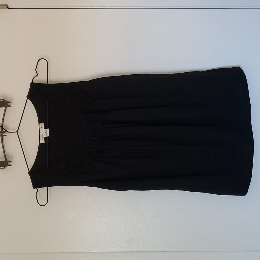 Black tank top with rouched flower detail